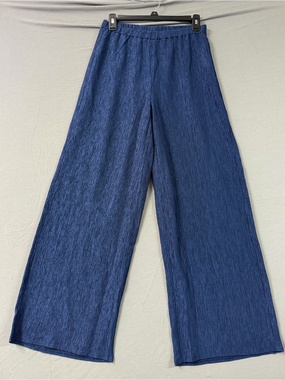 Eileen Fisher Blue Crinkle Wide Leg Pull On Pants XS NWT